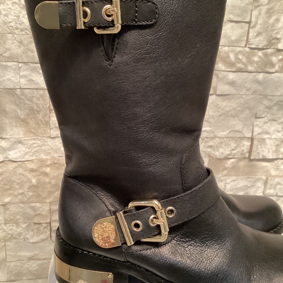 Vince Camuto Winchell Black Leather Moto Boots - Picture 7 of 14